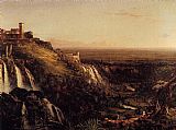 St. Peter's And The Vatican Palace, Rome Paintings - The Cascatelli Tivoli Looking Towards Rome by Thomas Cole